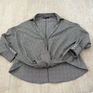 Zara Plaid Oversized Long Sleeve Work Blouse XS
